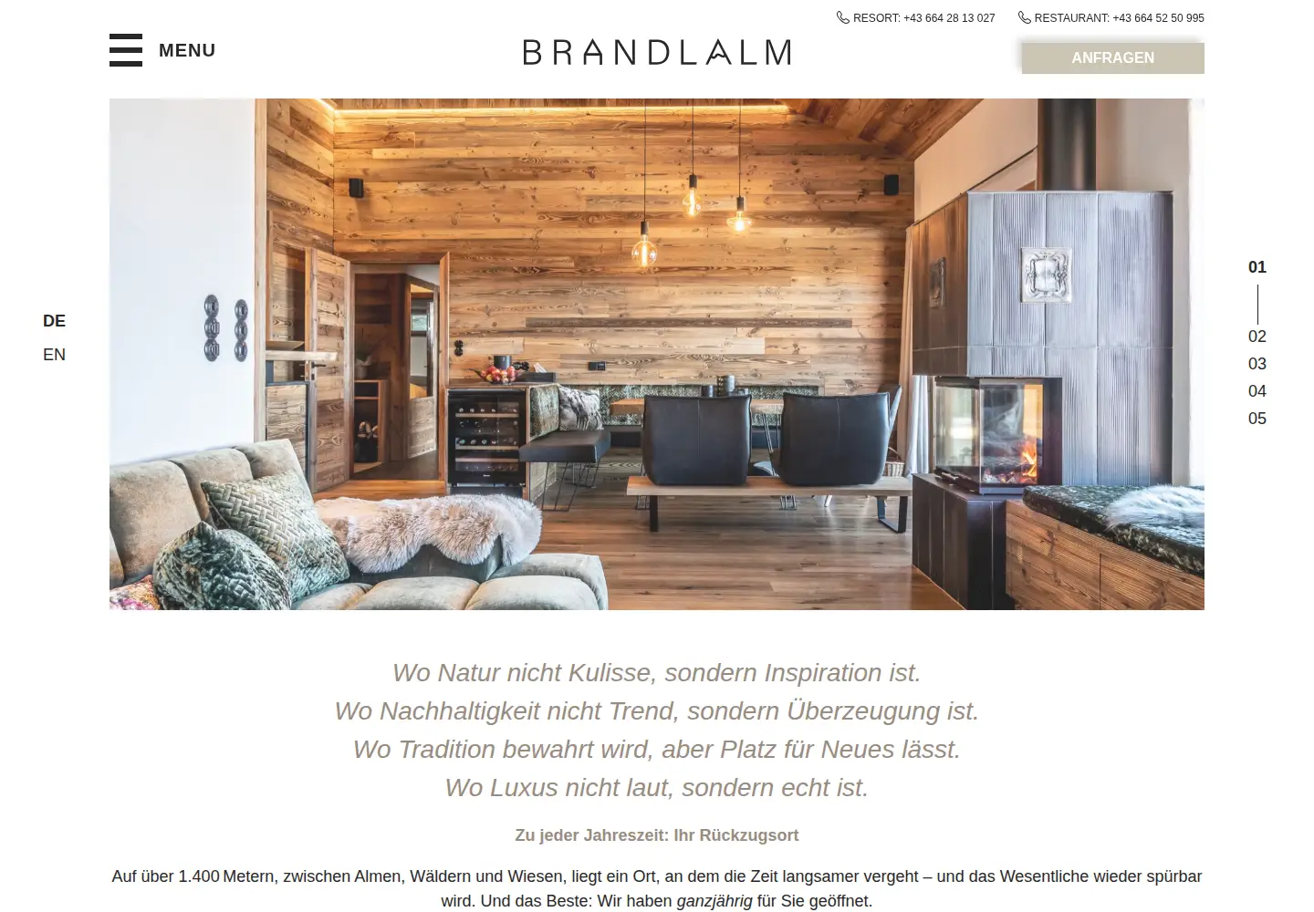 Captured homepage of brandlalm.at in the current scan