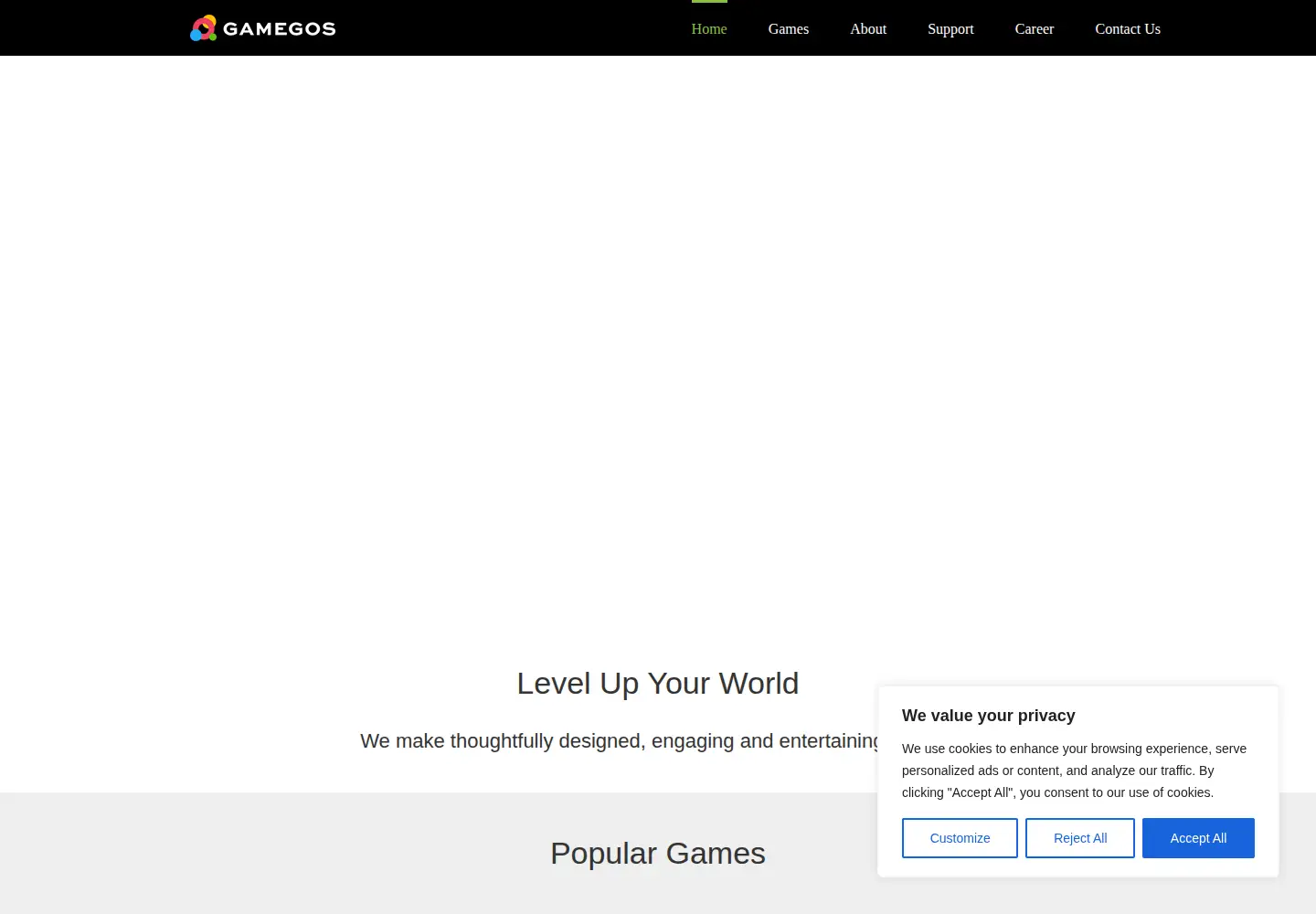 Captured homepage of gamegos.com in the current scan