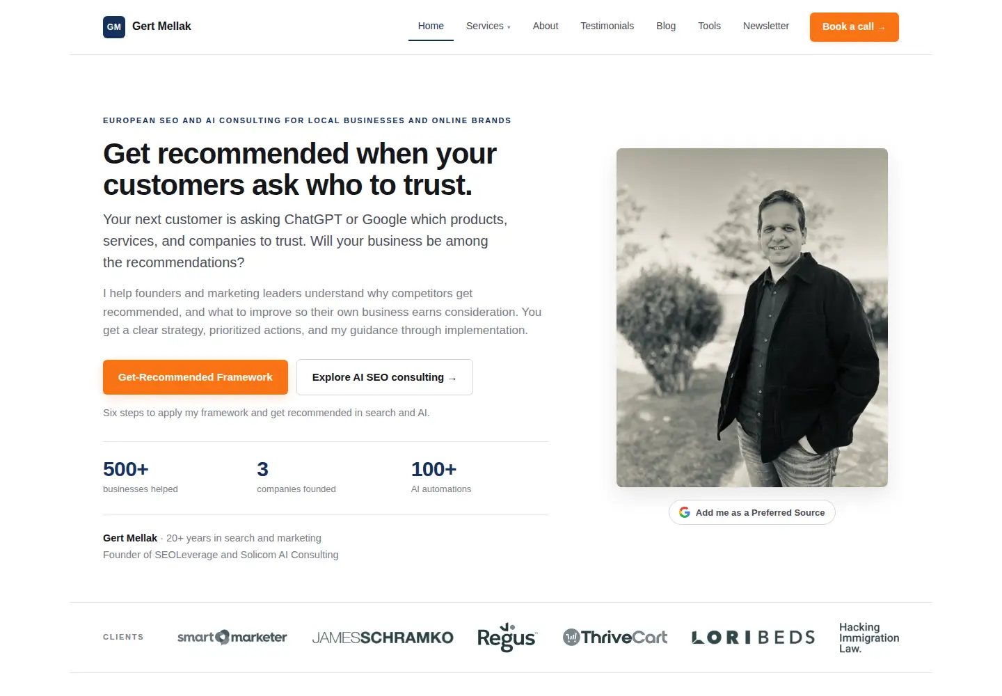 Screenshot of gertmellak.com