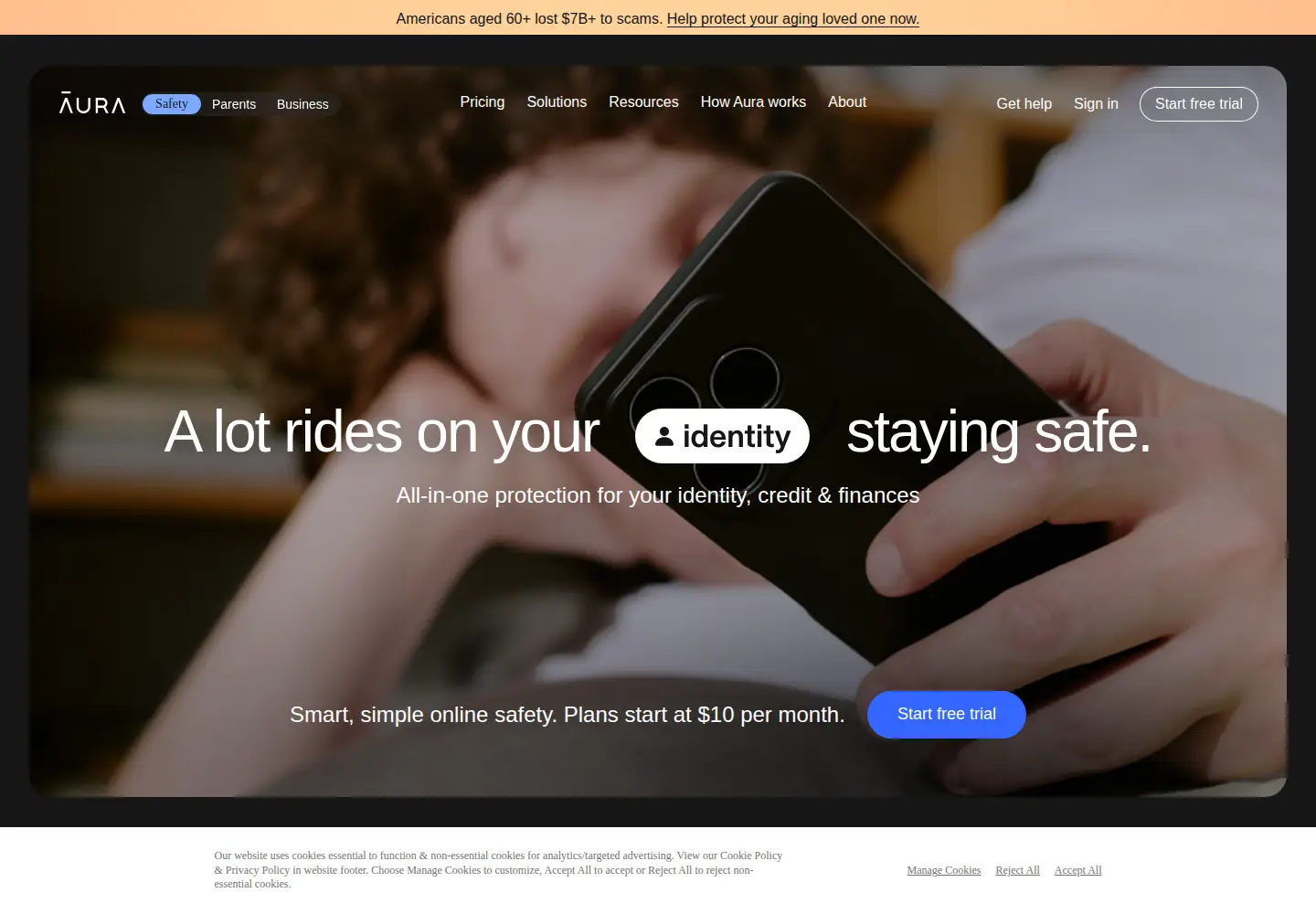 Screenshot of aura.com