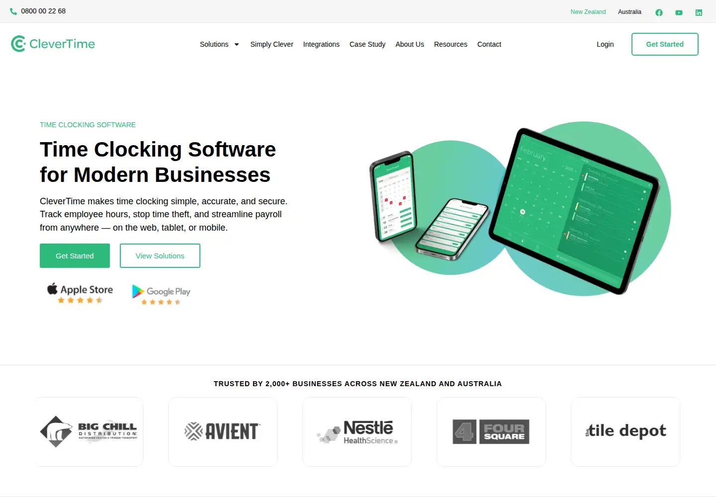 Captured homepage of clevertime.com in the current scan