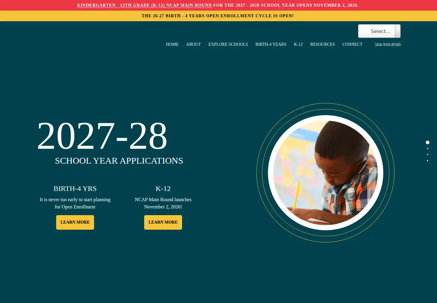 Screenshot of enrollnolaps.com