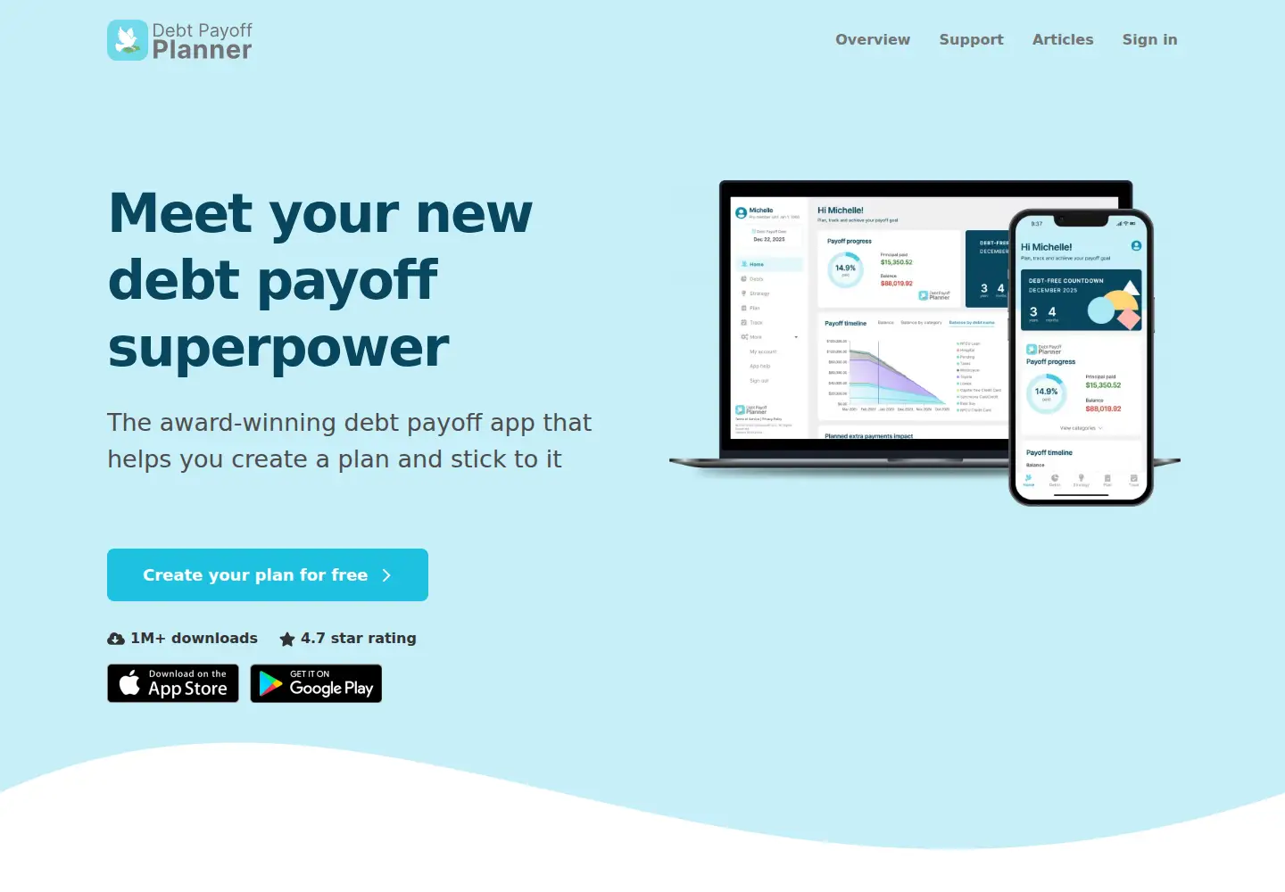 Captured homepage of debtpayoffplanner.com in the current scan