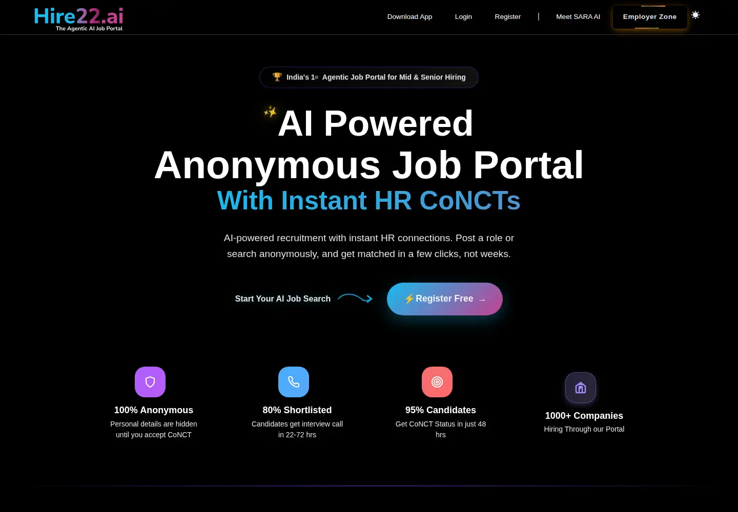 Screenshot of hire22.ai