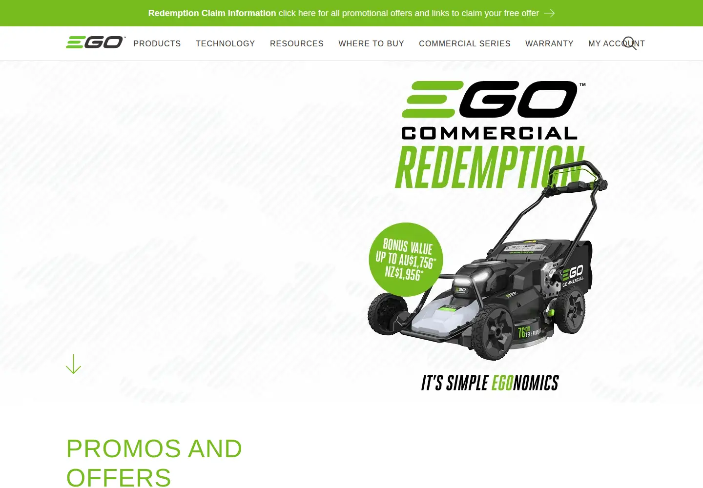Captured homepage of egopowerplus.com.au in the current scan