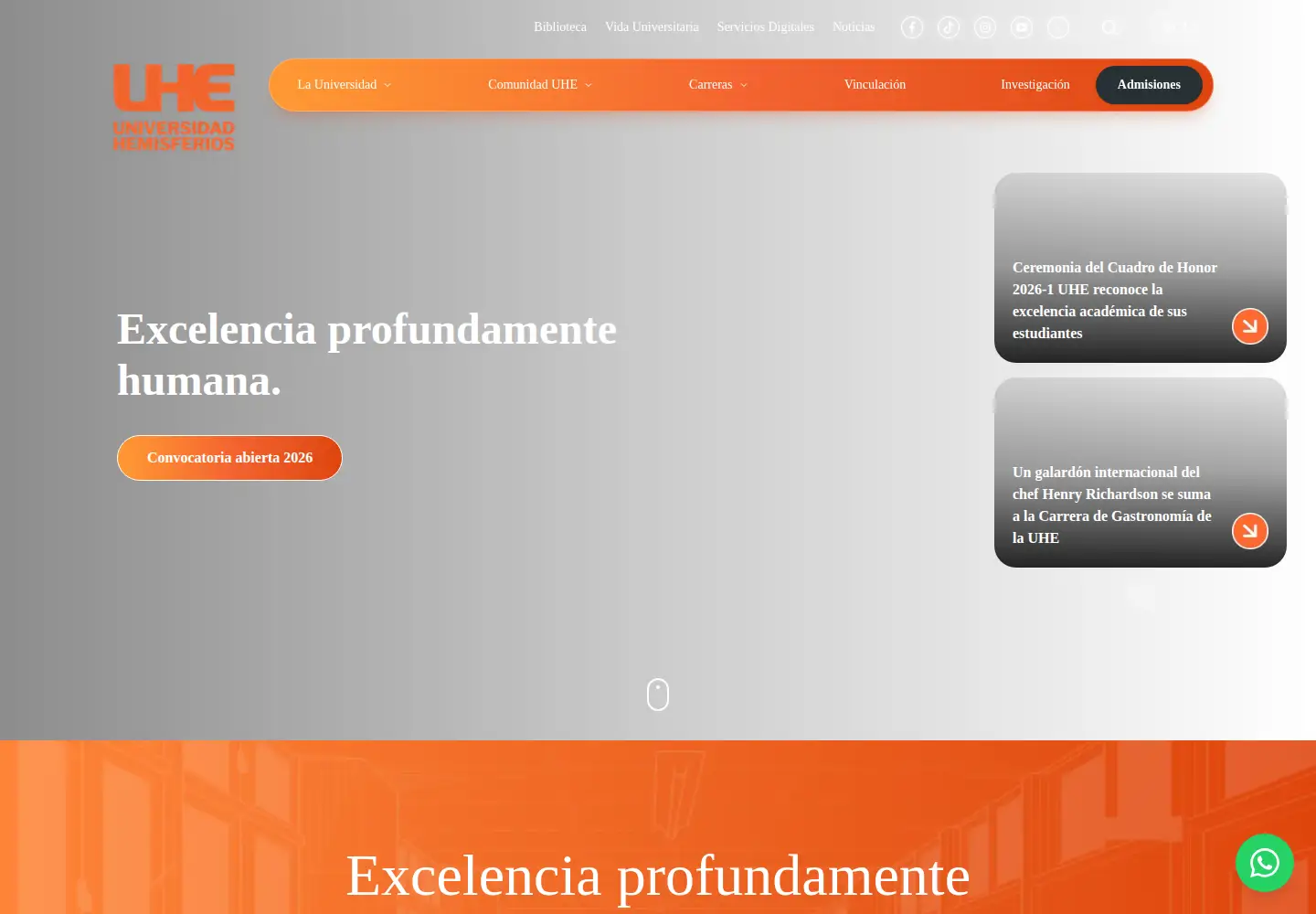 Captured homepage of uhemisferios.edu.ec in the current scan