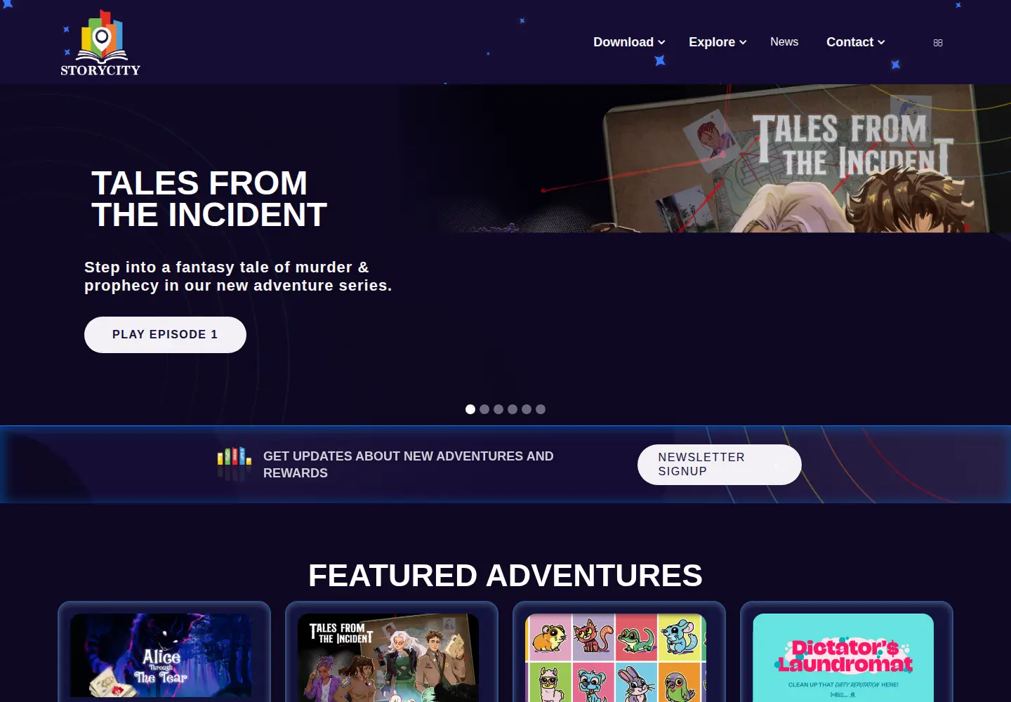 Captured homepage of storycity.app in the current scan
