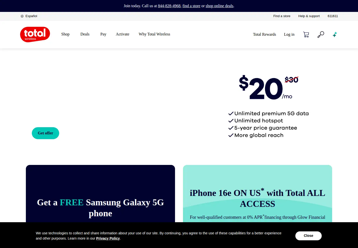 Screenshot of totalwireless.com