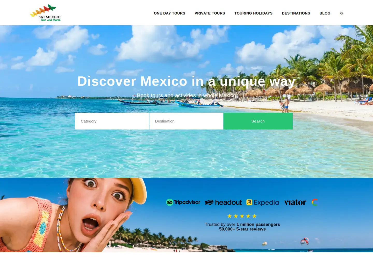Captured homepage of mexicotours.travel in the current scan