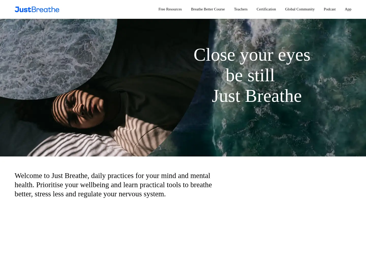 Screenshot of justbreatheproject.com