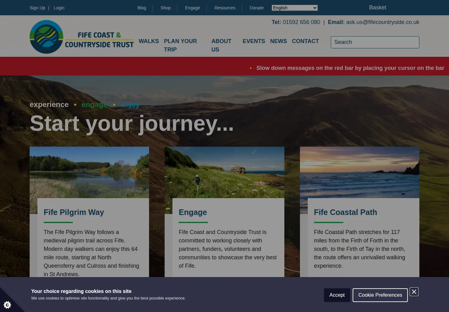 Captured homepage of fifecoastandcountrysidetrust.co.uk in the current scan