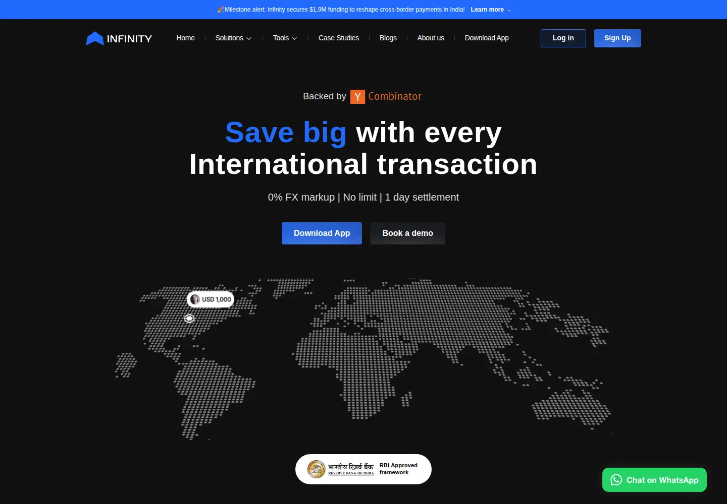 Captured homepage of infinityapp.in in the current scan
