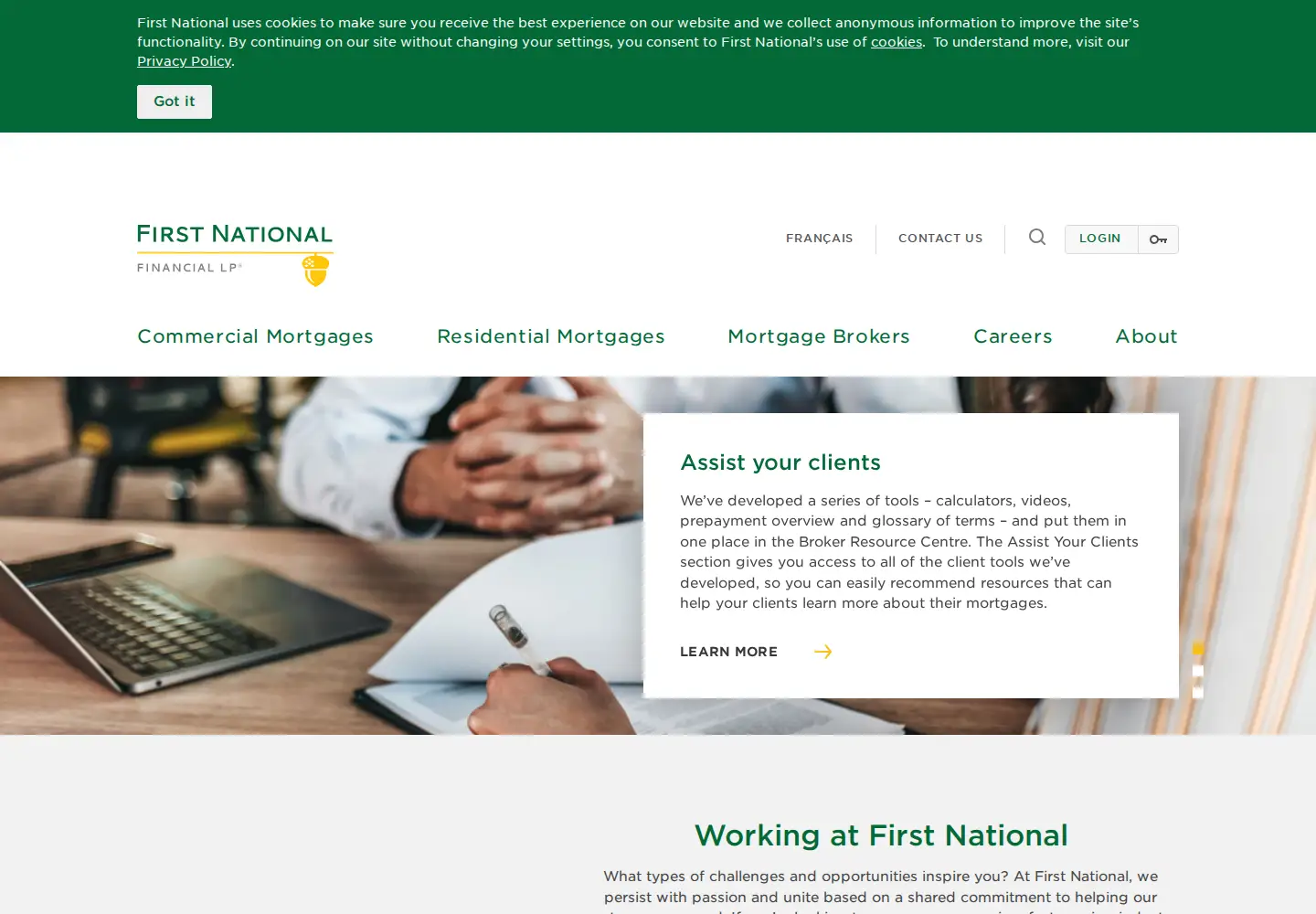 Captured homepage of firstnational.ca in the current scan