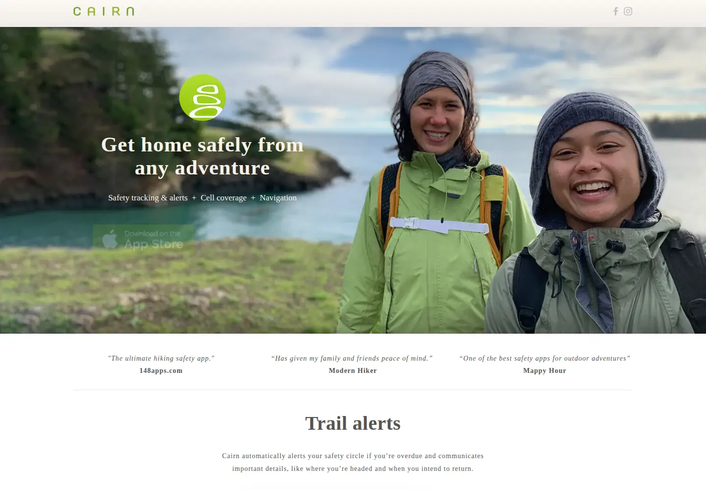 Captured homepage of cairnme.com in the current scan