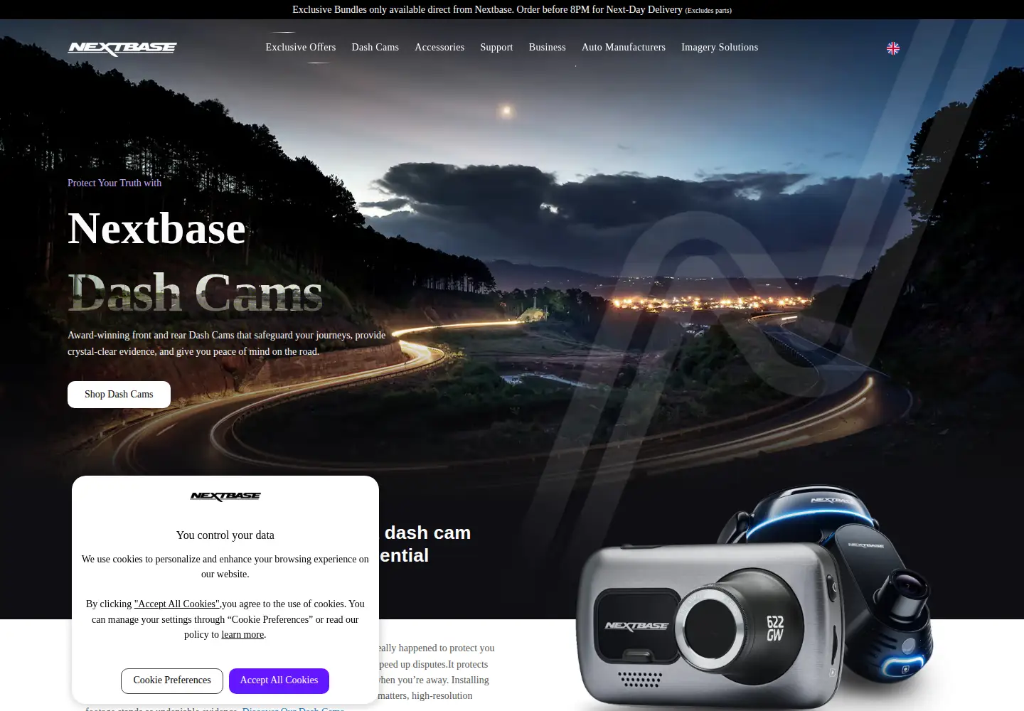Captured homepage of nextbase.co.uk in the current scan