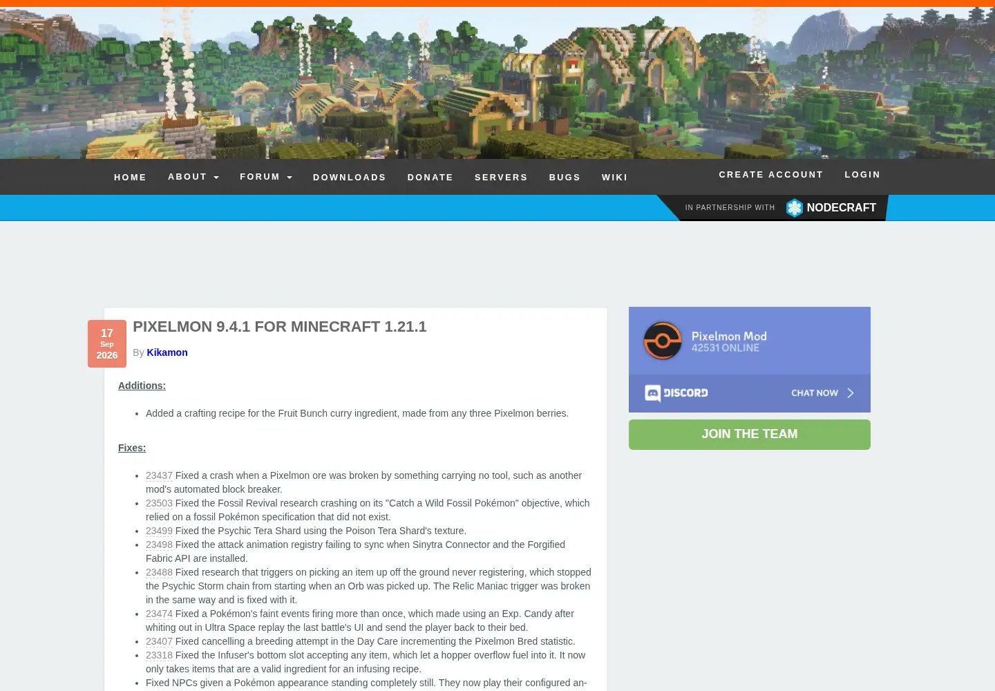 Screenshot of pixelmonmod.com