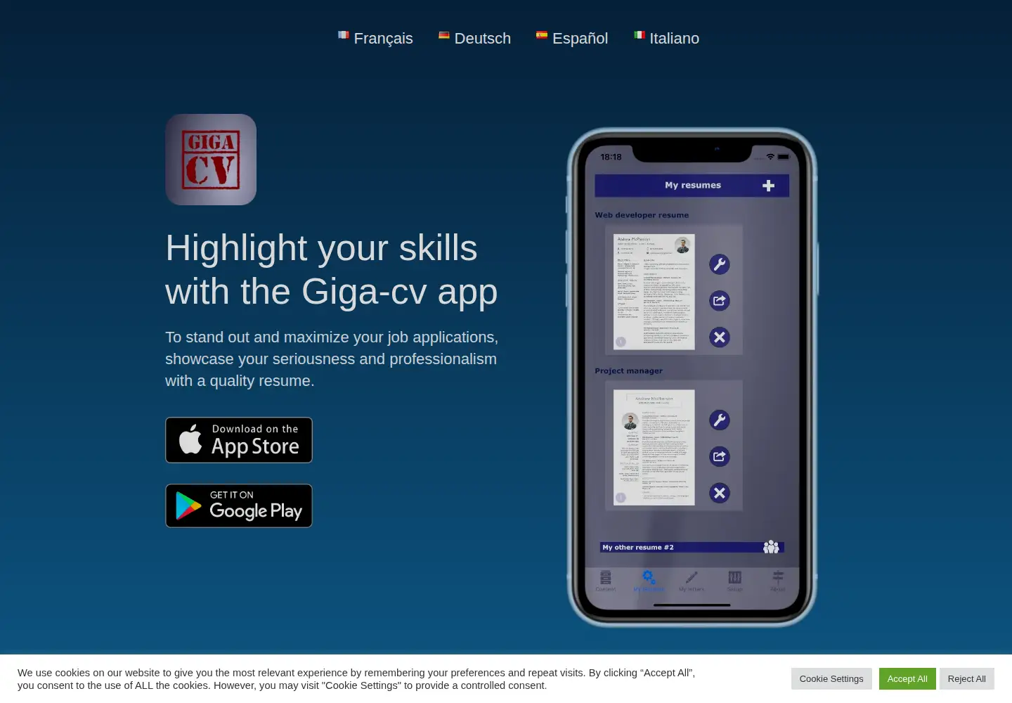 Screenshot of giga-cv.com