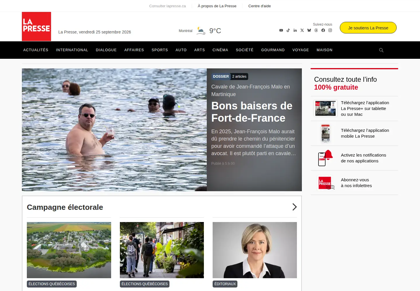 Screenshot of lapresse.ca