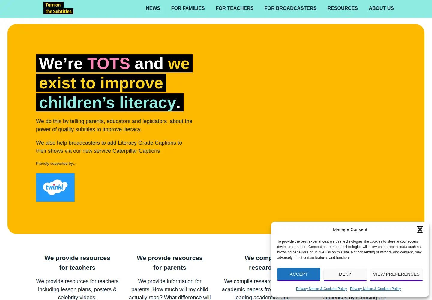 Screenshot of turnonthesubtitles.org