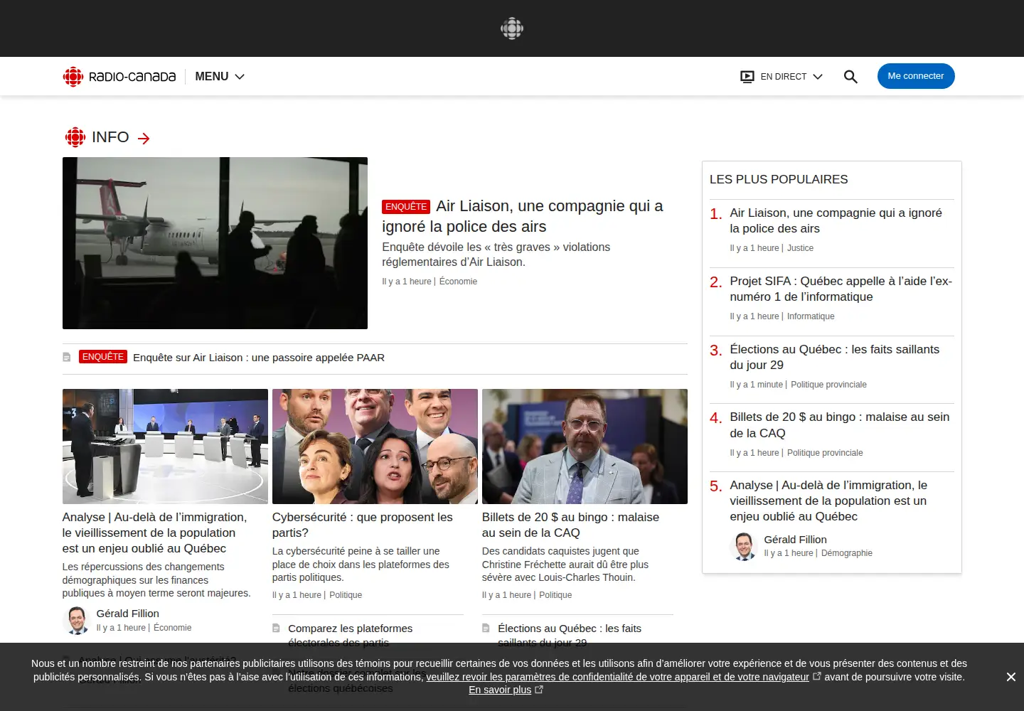 Screenshot of radio-canada.ca