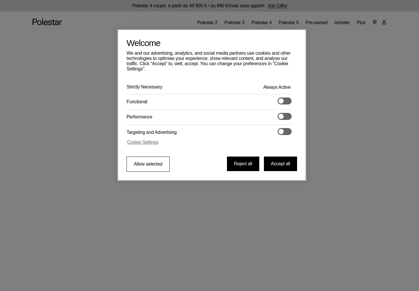 Screenshot of polestar.com