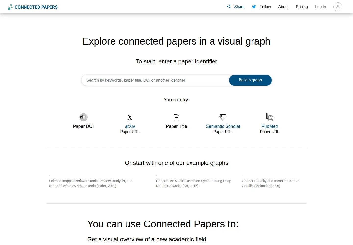 Screenshot of connectedpapers.com