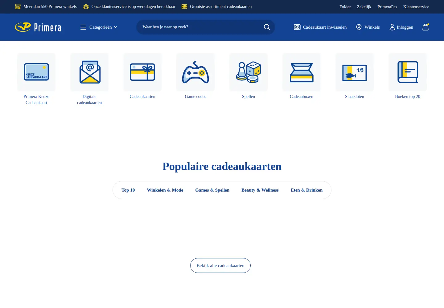 Captured homepage of primera.nl in the current scan