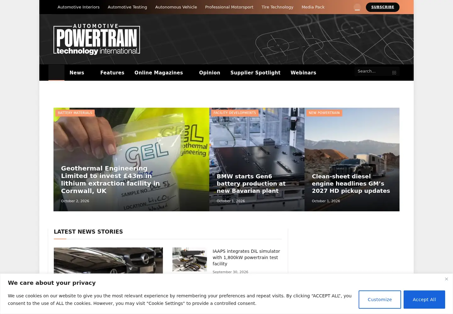 Captured homepage of enginetechnologyinternational.com in the current scan