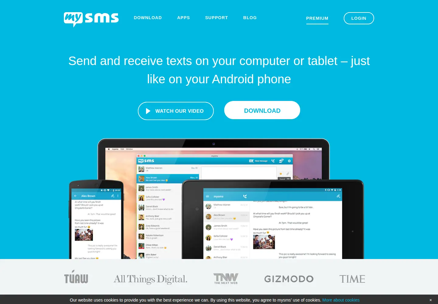 Screenshot of mysms.com