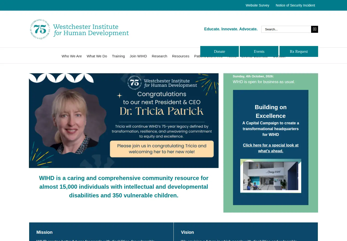 Captured homepage of wihd.org in the current scan