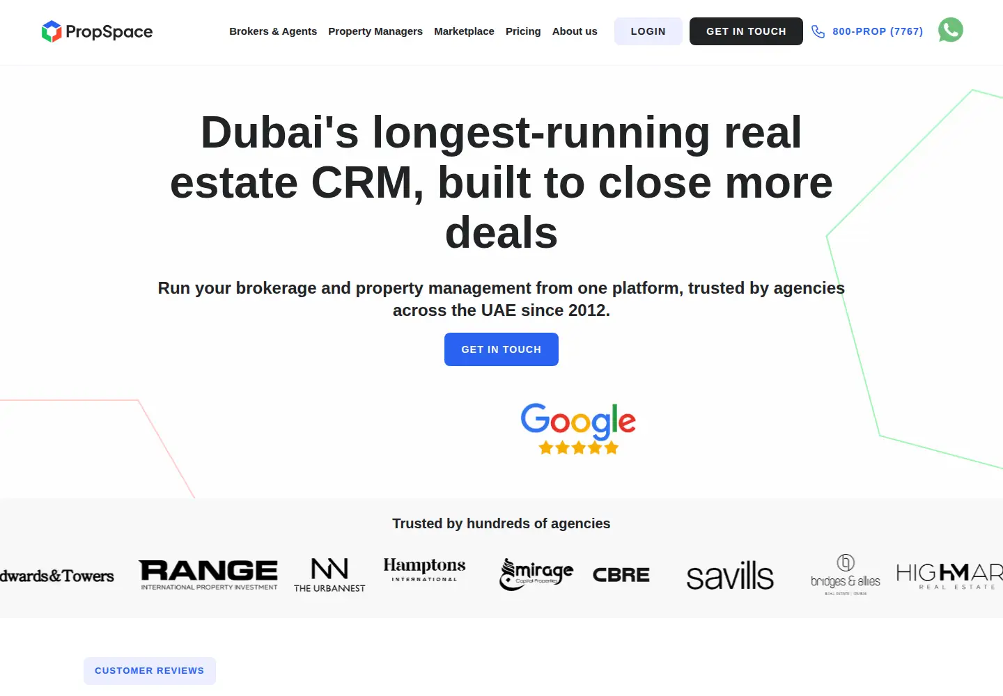 Captured homepage of propspace.com in the current scan