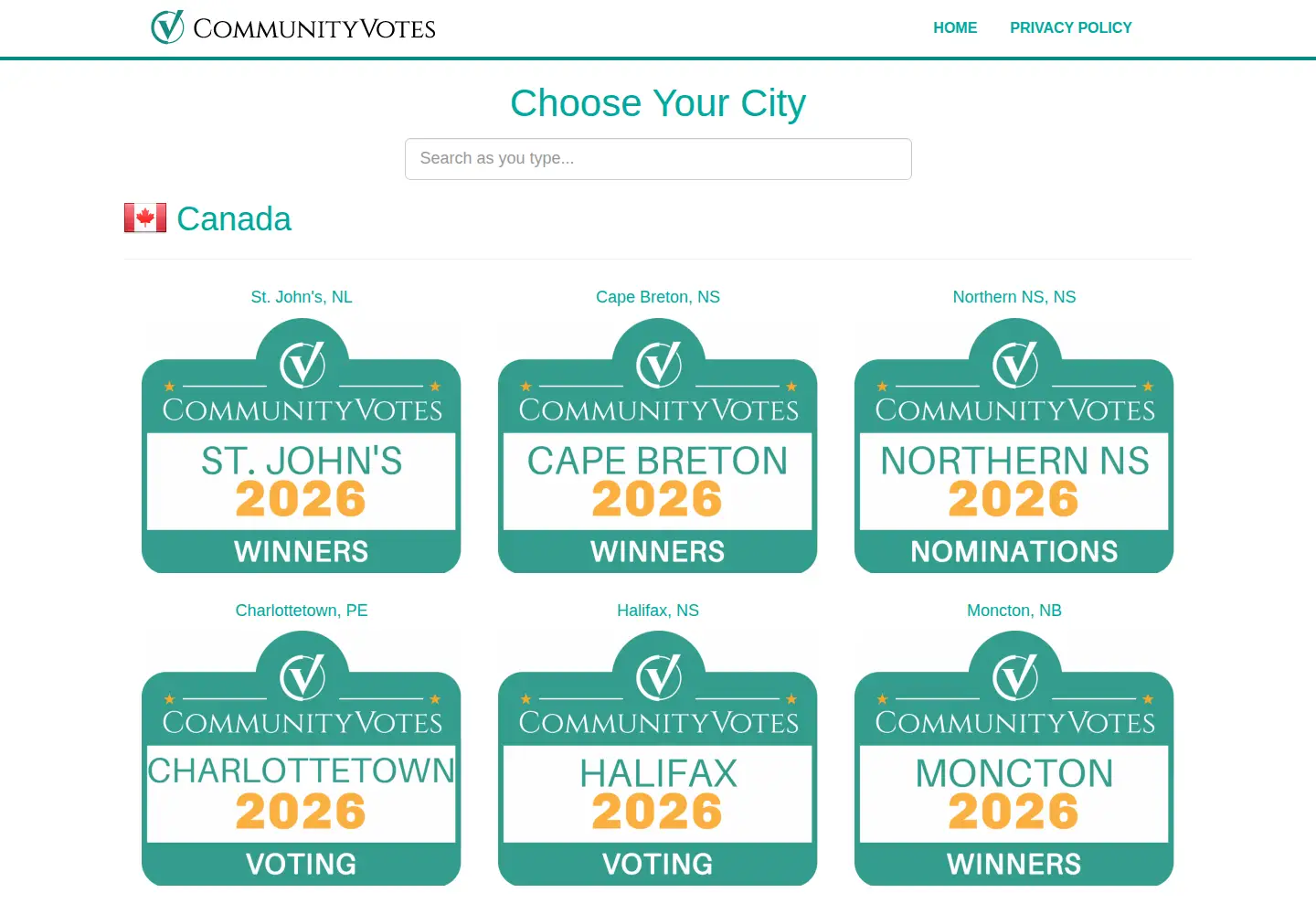 Screenshot of communityvotes.com