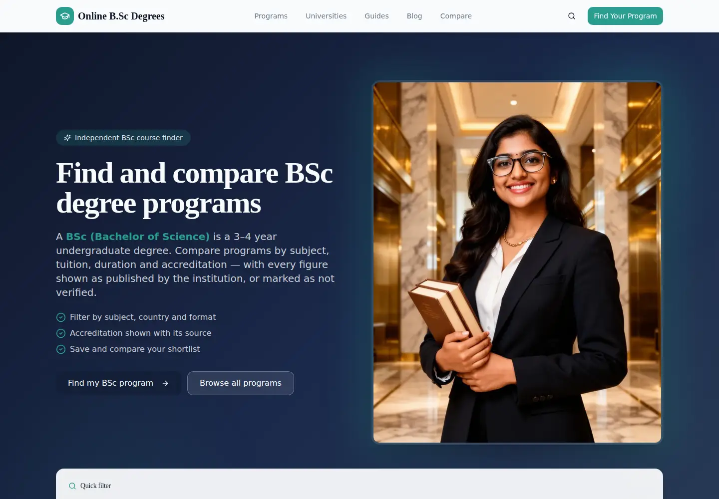 Screenshot of b.sc