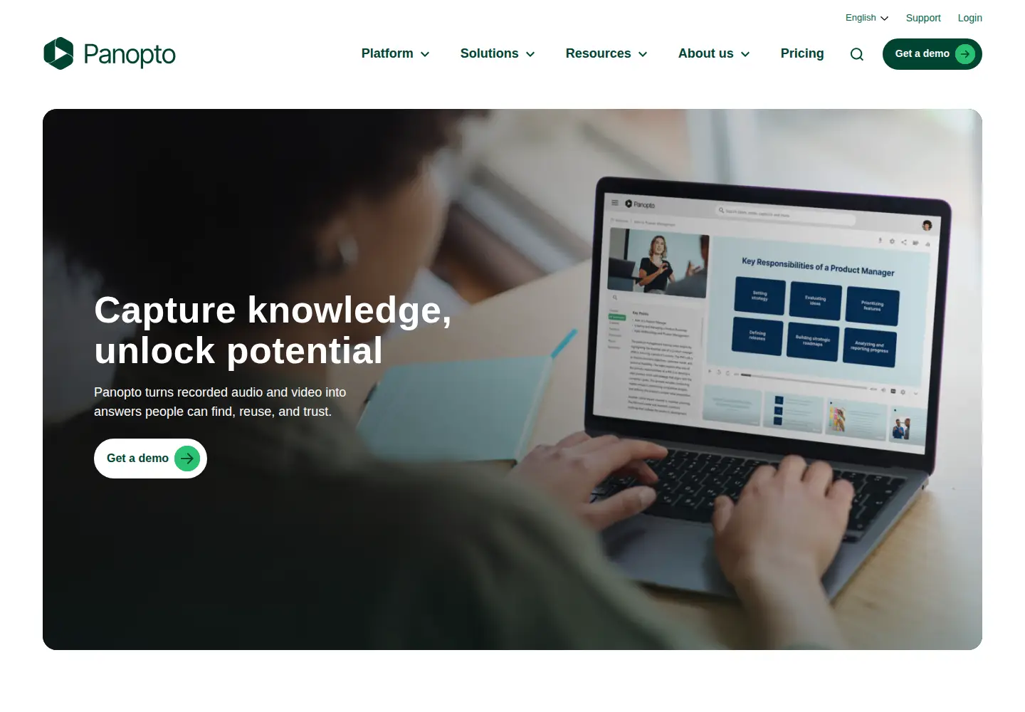 Screenshot of panopto.eu