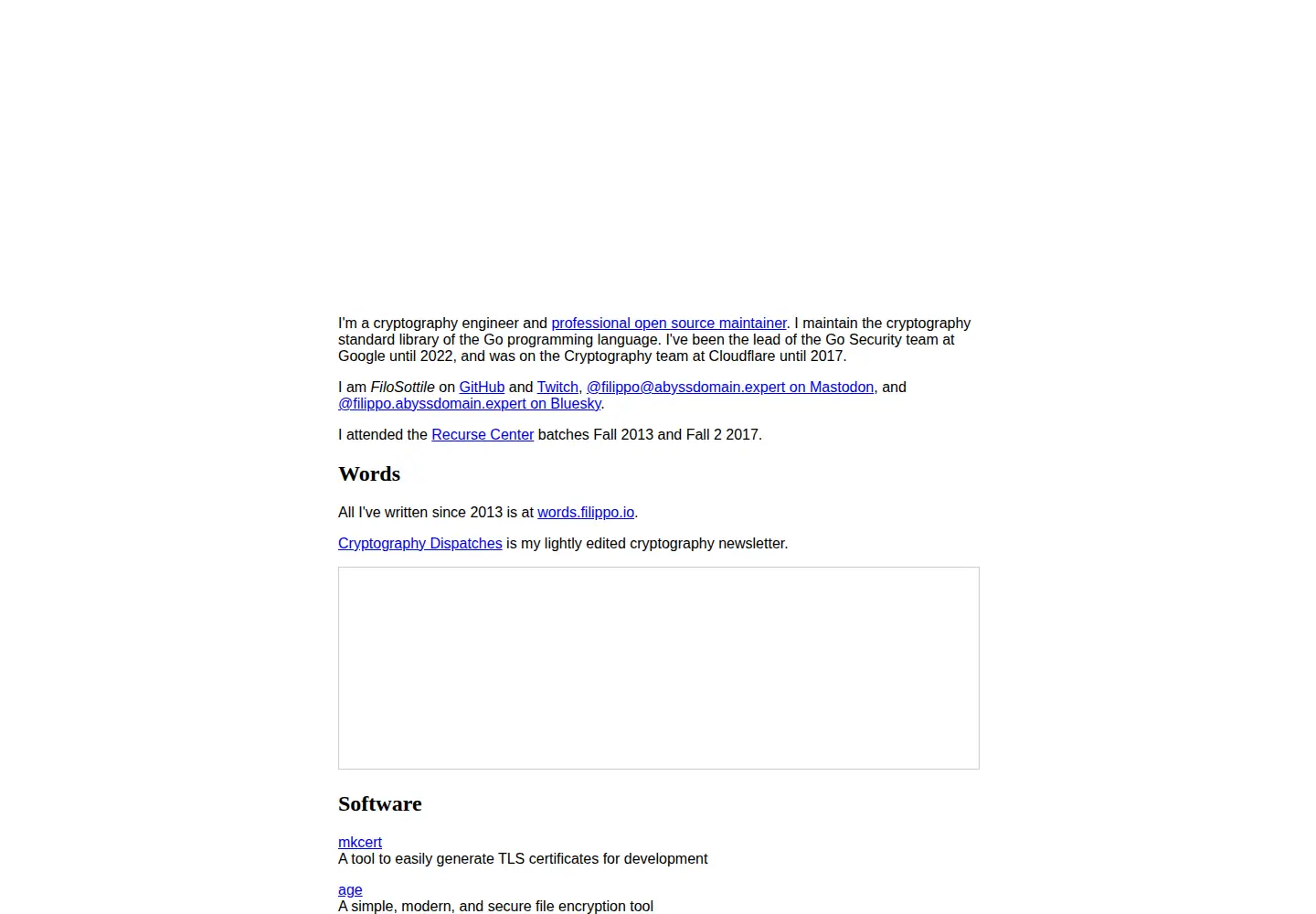 Screenshot of filippo.io