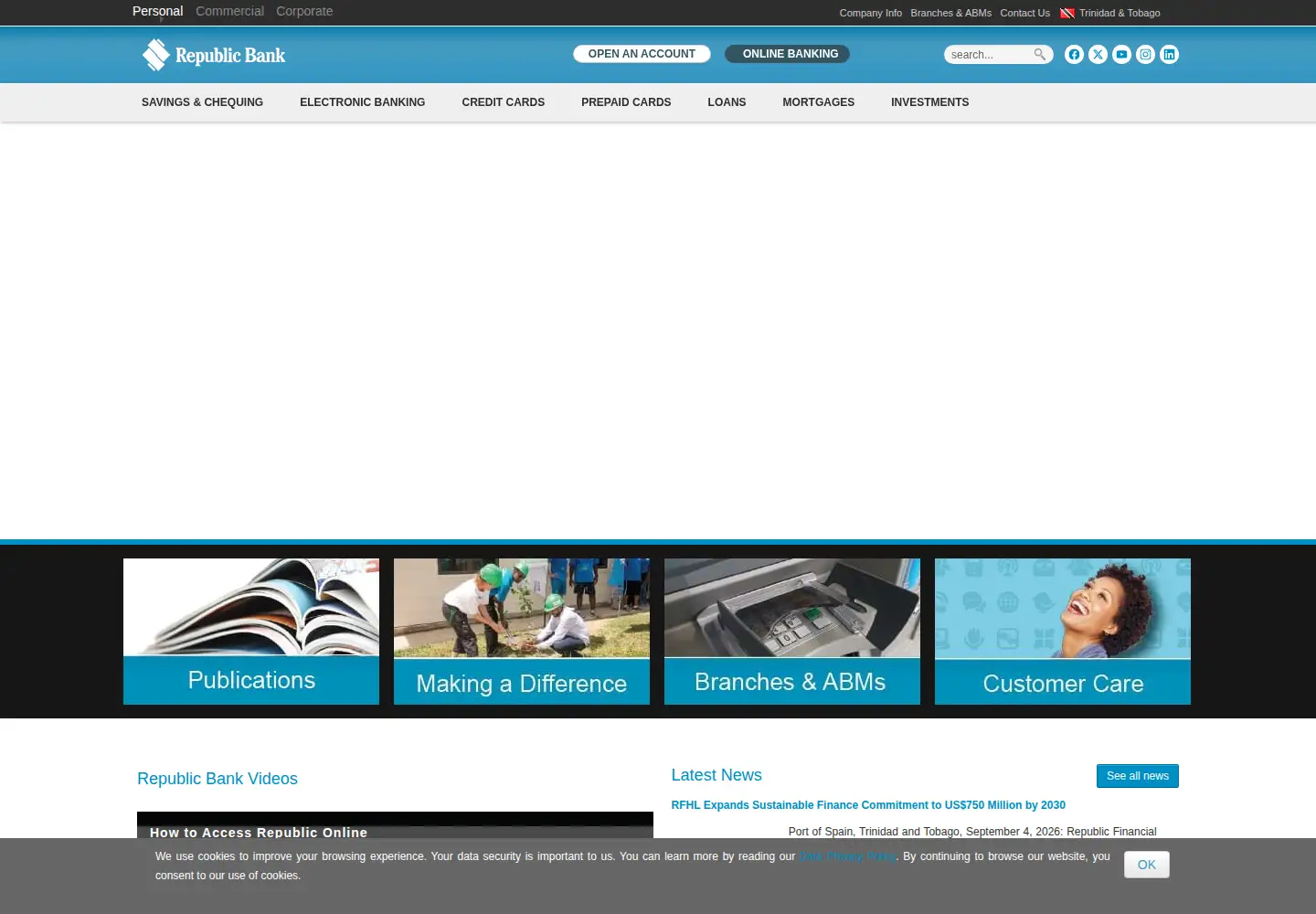 Captured homepage of republictt.com in the current scan
