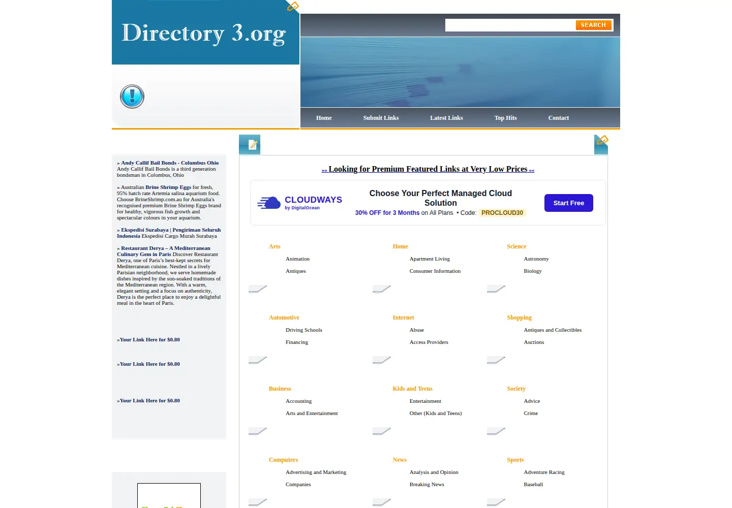 Captured homepage of directory3.org in the current scan