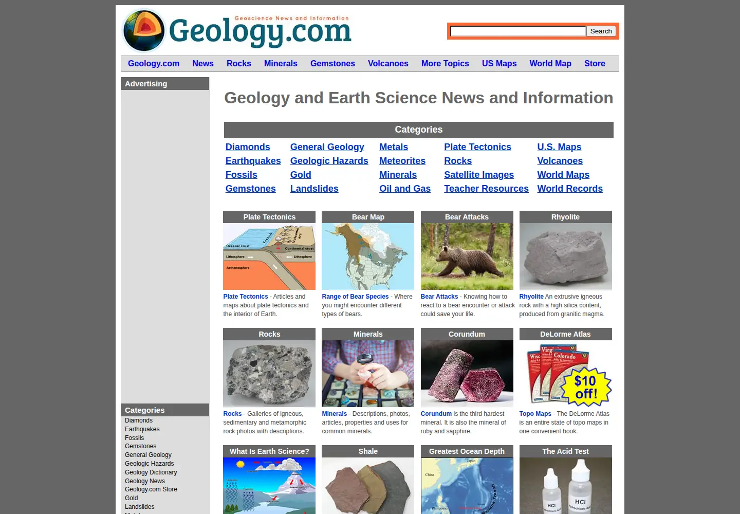 Screenshot of geology.com