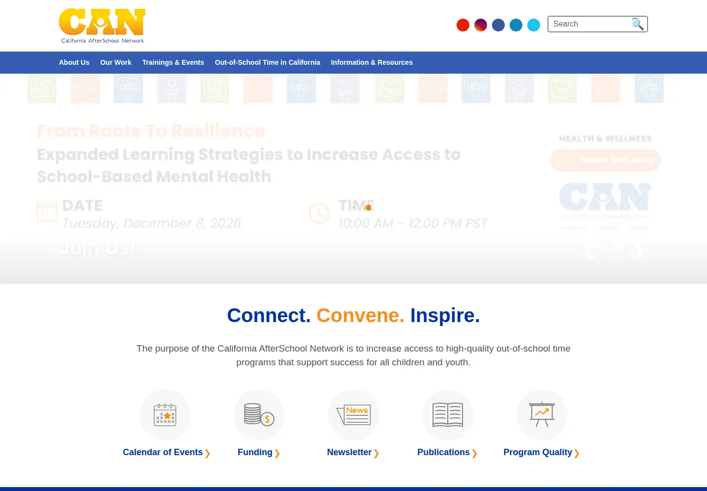 Captured homepage of afterschoolnetwork.org in the current scan
