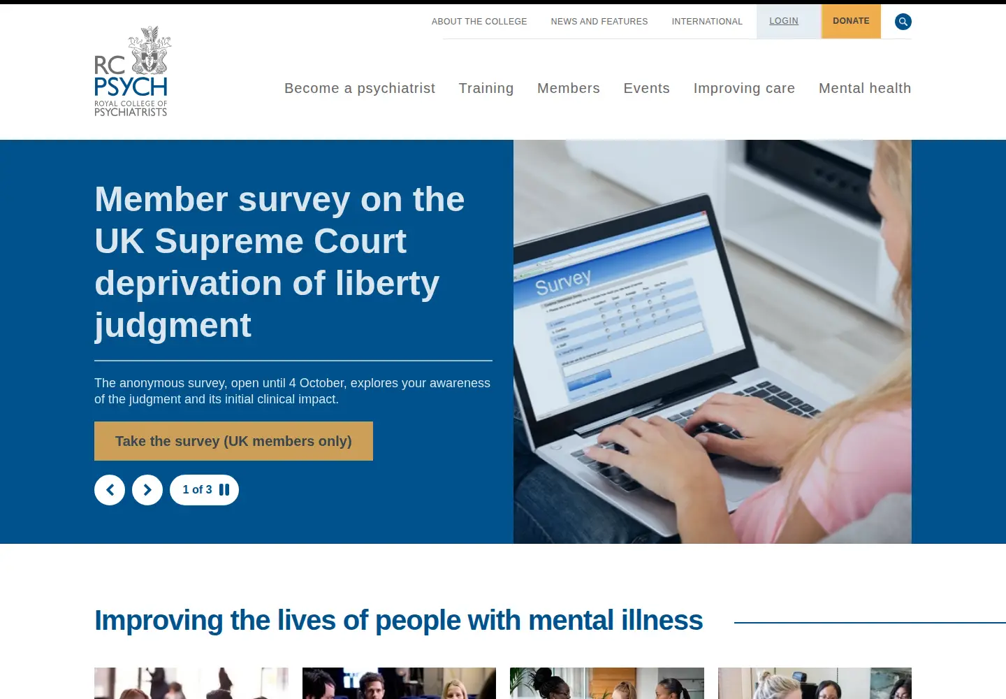 Screenshot of rcpsych.ac.uk