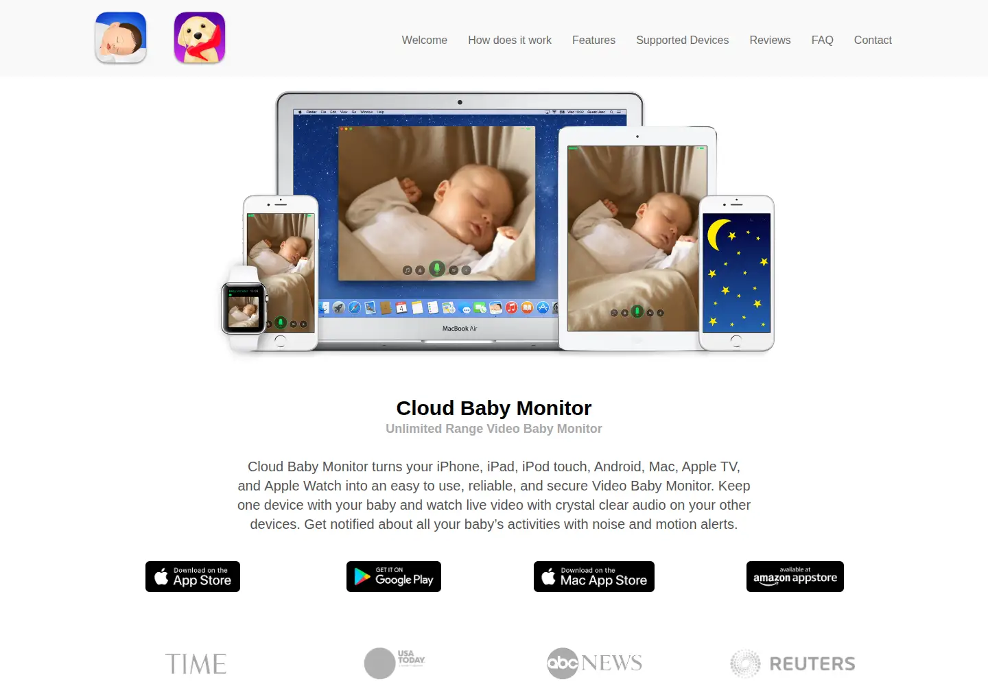 Screenshot of cloudbabymonitor.com
