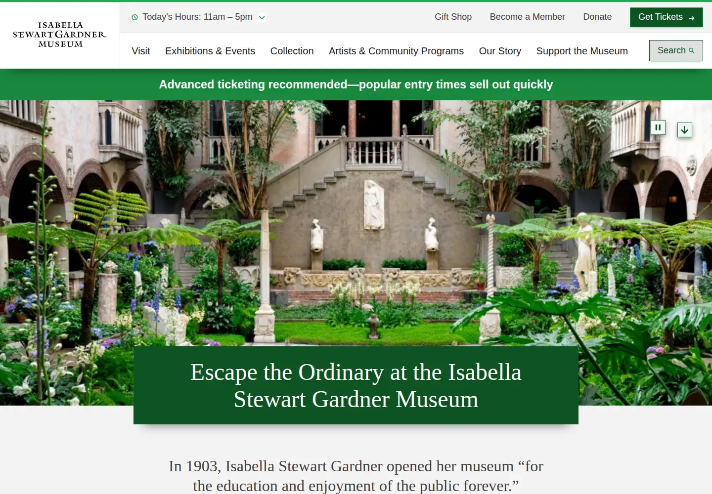 Screenshot of gardnermuseum.org