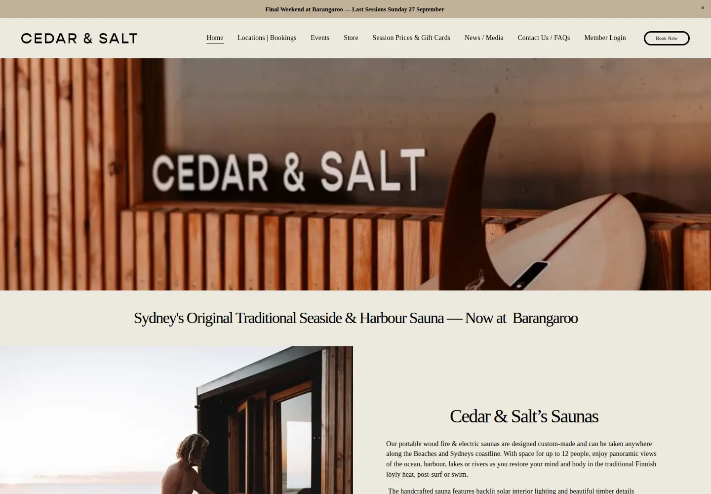 Captured homepage of cedarandsalt.au in the current scan