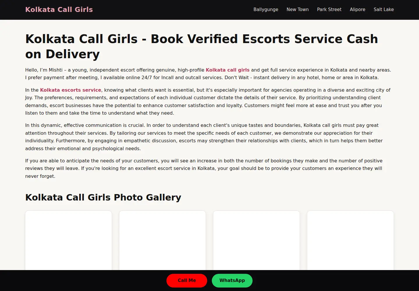 Screenshot of hicallgirlkolkata.com