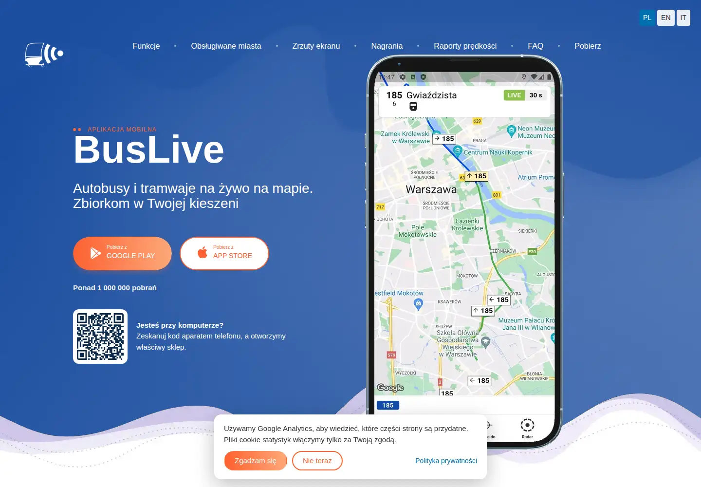 Captured homepage of buslive.pl in the current scan