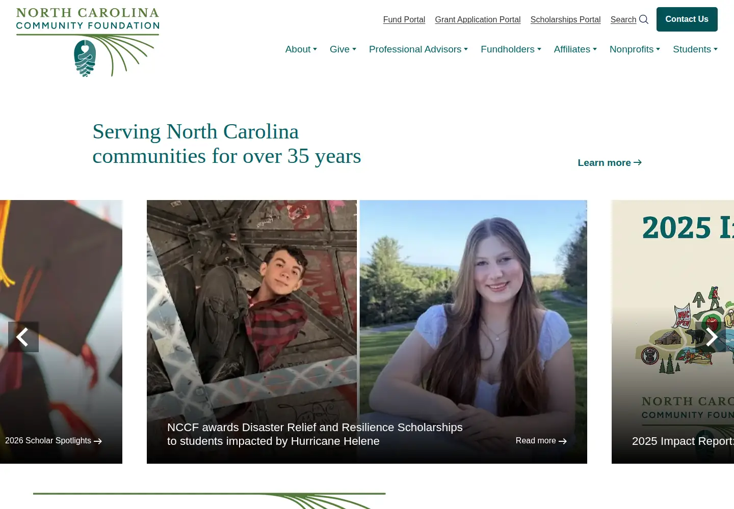 Captured homepage of nccommunityfoundation.org in the current scan