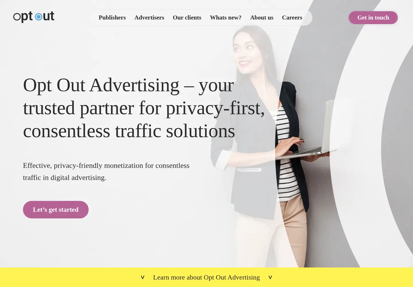 Captured homepage of optoutadvertising.com in the current scan