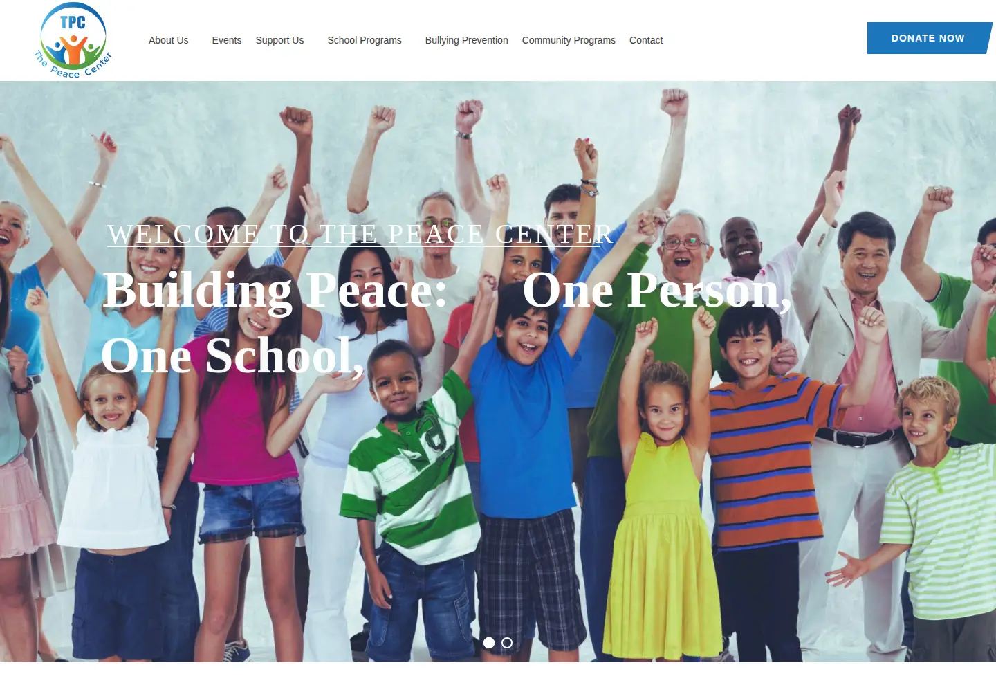 Captured homepage of thepeacecenter.org in the current scan