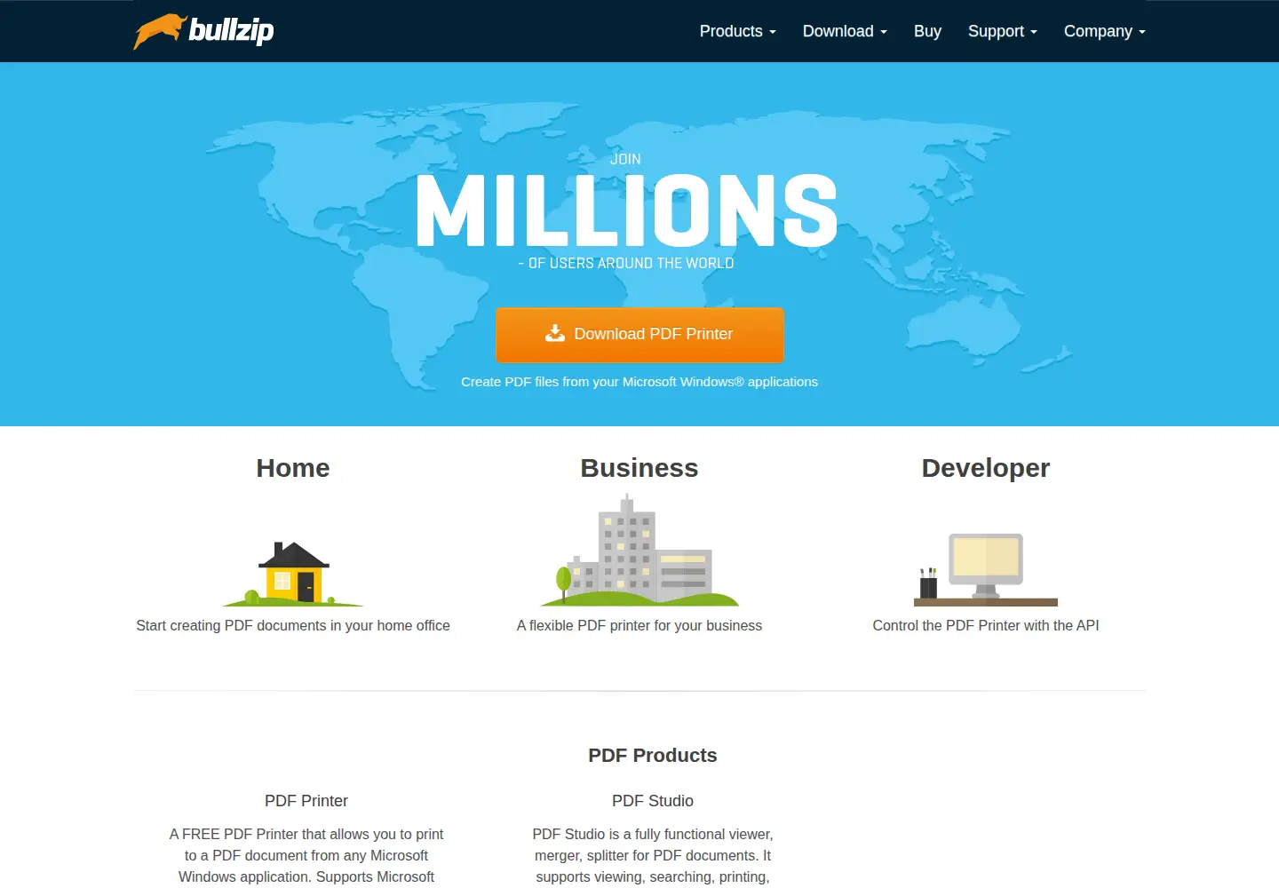 Screenshot of bullzip.com
