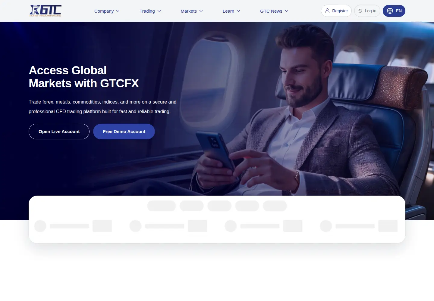 Captured homepage of gtcfx.com in the current scan